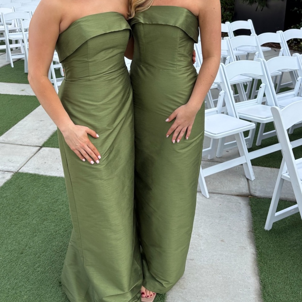 Green Strapless Evening Gown